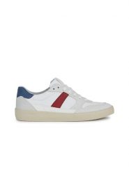 Geox Skórzane sneakersy "Affile" w kolorze biało-czerwono-niebieskim rozmiar: 44. Białe buty sportowe casual Geox, bez wzorów, z materiału, bez zapięcia. Za 184.89 zł.