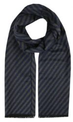 Męski Szalik z Wiskozy - Alties - Granatowe Prążki. Niebieskie szaliki Alties, bez wzorów, z bawełny. Za 59.00 zł.