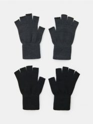 Rękawiczki mitenki z domieszką wiskozy 2 pack - szary. Szare rękawiczki Sinsay, bez wzorów, z wiskozy. Za 9.99 zł.