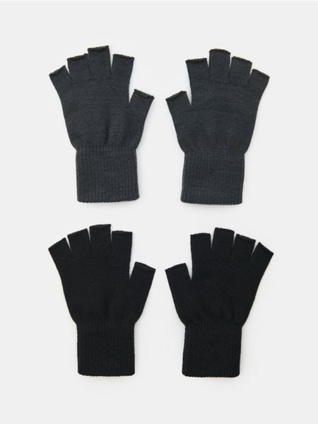 Rękawiczki mitenki z domieszką wiskozy 2 pack - szary. Szare rękawiczki Sinsay, bez wzorów, z wiskozy. Za 9.99 zł.