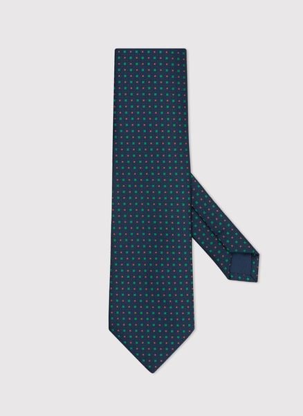 PAKO LORENTE – Wzorzysty granatowy krawat męski. Niebieskie krawaty i muchy Pako Lorente, bez wzorów, z poliesteru. Za 99.99 zł.