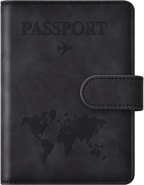 Etui na paszport, portfel podróżny RFID, czarny. Czarne portfele TRAVELHAWK, bez wzorów, z materiału. Za 10.95 zł.