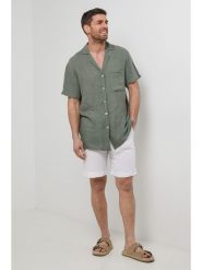 Lin Passion Lniana koszula w kolorze khaki rozmiar: XL/XXL. Brązowe koszule Lin Passion, xl, bez wzorów, ze lnu, bez kołnierzyka, bez ramiączek. Za 176.08 zł.