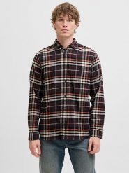 Jack & Jones Koszula "James" w kolorze czarno-pomarańczowo-kremowym rozmiar: XXL. Czarne koszule Jack & Jones, xxl, bez wzorów, bez kołnierzyka, bez ramiączek. Za 70.24 zł.