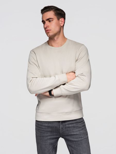 Męska bluza dresowa BASIC z okrągłym dekoltem OM-SSBN-0271 - - Rozmiar: XXL. Niebieskie bluzy Ombre Clothing, m, z aplikacjami, z bawełny, bez kaptura. W wyprzedaży za 118.99 zł.