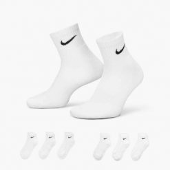 Skarpety Za Kostkę Unisex Dla Dorosłych (zestaw 6 Sztuk). Białe skarpety Nike, bez wzorów, z bawełny. Za 99.00 zł.