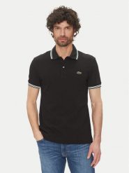 Lacoste Polo PH9875 Czarny Regular Fit. Czarne koszulki polo LACOSTE, m, bez wzorów, z bawełny, bez kołnierzyka, bez ramiączek. Za 399.99 zł.