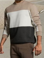 Bluza crewneck color-block - brązowy. Brązowe bluzy bez kaptura Sinsay, l, bez wzorów, bez kaptura. W wyprzedaży za 22.99 zł.