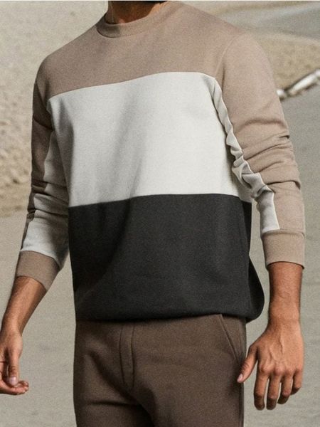 Bluza crewneck color-block - brązowy. Brązowe bluzy bez kaptura Sinsay, l, bez wzorów, bez kaptura. W wyprzedaży za 22.99 zł.