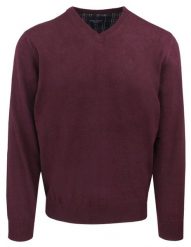 Męski, Bawełniany Sweter w Serek (V-neck) - Adriano Guinari - Bordo, Melanż. Czerwone swetry rozpinane Adriano Guinari, l, bez wzorów, z bawełny, bez kołnierzyka, bez ramiączek. Za 169.00 zł.
