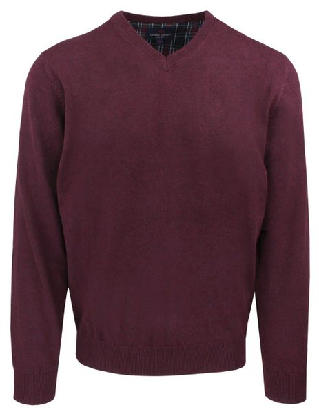 Męski, Bawełniany Sweter w Serek (V-neck) - Adriano Guinari - Bordo, Melanż. Czerwone swetry rozpinane Adriano Guinari, l, bez wzorów, z bawełny, bez kołnierzyka, bez ramiączek. Za 169.00 zł.