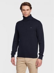 Tommy Hilfiger Golf Pima MW0MW28048 Granatowy Regular Fit. Niebieskie golfy Tommy Hilfiger, l, bez wzorów, z bawełny, bez kołnierzyka, bez ramiączek. Za 559.99 zł.