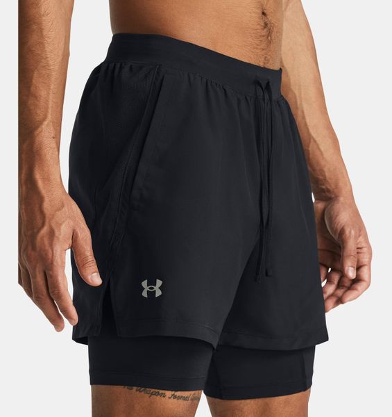UNDER ARMOUR UA LAUNCH 5 2-IN-1 SHORT Spodenki treningowe męskie. Szare krótkie spodenki sportowe Under Armour, m, bez wzorów, z materiału. Za 219.00 zł.