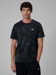 4F T-shirt regular z nadrukiem męski - czarny XXL. Czarne t-shirty 4F, bez wzorów, z bawełny, bez ramiączek. Za 89.99 zł.