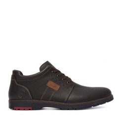 Półbuty Rieker. Brązowe eleganckie półbuty Rieker, bez wzorów, bez obcasa, bez zapięcia. Za 439.99 zł.