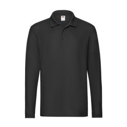 Męska Koszulka Polo Premium Z Długim Rękawem. Czarne koszulki polo sportowe Fruit of the Loom, m, bez wzorów, bez kołnierzyka, bez ramiączek. Za 68.99 zł.
