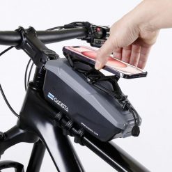 Schowek na rękawiczki, torba rowerowa z uchwytem na telefon. Czarne rękawiczki GADISTA, bez wzorów, z materiału. Za 140.99 zł.