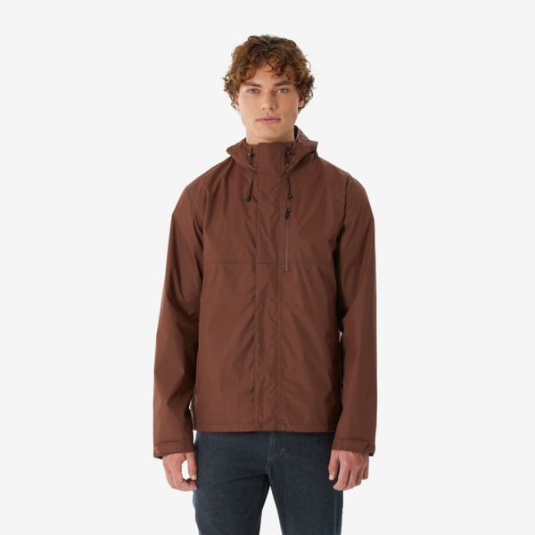 Kurtka turystyczna męska Quechua NH500 wodoodporna. Brązowe kurtki QUECHUA, l, bez wzorów, z materiału, bez kaptura. Za 159.98 zł.