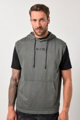 Męska Bluza belly fit fitness dzianina dresowa kaptur bez rękawów styl vintage. Szare bluzy z kapturem JAY-PI, m, bez wzorów, z bawełny, z kapturem. Za 239.99 zł.