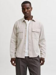 Jack & Jones koszula typu overshirt Mężczyźni Sztuczne włókno beżowy, M. Brązowe koszule Jack & Jones, m, bez wzorów, z włókna, bez kołnierzyka, bez ramiączek. Za 249.95 zł.
