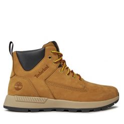 Trzewiki Timberland. Brązowe botki sznurowane Timberland, bez wzorów, bez obcasa, bez zapięcia. Za 729.99 zł.