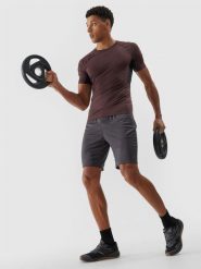 4F Spodenki treningowe szybkoschnące męskie - szare M. Szare krótkie spodenki sportowe 4F, m, bez wzorów, z dzianiny. W wyprzedaży za 99.99 zł.