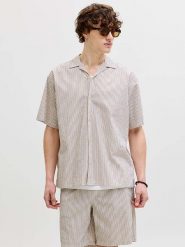 Jack & Jones Koszula "Milo" - Loose fit - w kolorze beżowym rozmiar: S. Brązowe koszule Jack & Jones, s, bez wzorów, z bawełny, bez kołnierzyka, bez ramiączek. Za 79.03 zł.