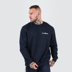 Bluza męska fitness luźna granatowa PRO Jumper. Niebieskie bluzy z kapturem GYMBEAM, m, bez wzorów, z bawełny, bez kaptura. Za 98.90 zł.