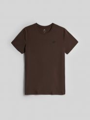 4F T-shirt regular gładki męski - brązowy XL. Brązowe t-shirty 4F, m, bez wzorów, z bawełny, bez kołnierzyka, bez ramiączek. Za 59.99 zł.