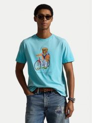 Polo Ralph Lauren T-Shirt 710B16613001 Niebieski Regular Fit. Niebieskie koszulki polo Polo Ralph Lauren, m, bez wzorów, z bawełny, bez kołnierzyka, bez ramiączek. Za 638.99 zł.