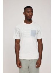 MAZINE Koszulka "Halfway Striped" w kolorze kremowo-błękitnym rozmiar: S. Brązowe bezrękawniki MAZINE, s, bez wzorów, z bawełny, bez kołnierzyka, bez ramiączek. Za 43.99 zł.