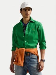 Polo Ralph Lauren Koszula 710937993013 Zielony Custom Fit. Zielone koszule Polo Ralph Lauren, m, bez wzorów, z bawełny, bez kołnierzyka, bez ramiączek. Za 499.99 zł.