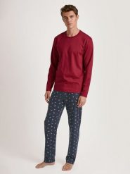 Calida Piżama w kolorze czerwono-granatowym rozmiar: XXL. Czerwone piżamy Calida, xxl, bez wzorów, z bawełny, bez ramiączek. Za 196.24 zł.