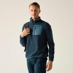 Męska bluza polarowa Frankie Half Zip. Niebieskie bluzy z polaru Regatta, m, bez wzorów, z polaru, bez kaptura. W wyprzedaży za 139.99 zł.