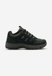 Czarne Buty Trekkingowe Do Kostki ze Sznurowaniem Travelle. Czarne buty trekkingowe Born2be, bez wzorów, z materiału, bez zapięcia. W wyprzedaży za 84.99 zł.