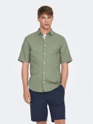 Only & Sons Koszula Caiden 22009885 Zielony Slim Fit. Zielone koszule Only & Sons, m, bez wzorów, z bawełny, bez kołnierzyka, bez ramiączek. Za 159.99 zł.