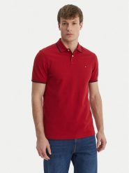 Tommy Hilfiger Polo Pique MW0MW42750 Czerwony Regular Fit. Czerwone koszulki polo Tommy Hilfiger, m, bez wzorów, z bawełny, bez kołnierzyka, bez ramiączek. Za 369.99 zł.