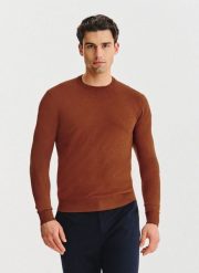 PAKO LORENTE – Rudy sweter męski. Brązowe swetry nierozpinane Pako Lorente, na jesień, m, bez wzorów, z nylonu, bez kołnierzyka, bez ramiączek. Za 119.99 zł.