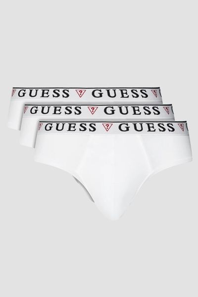 GUESS Zestaw białej męskiej bielizny slipy 3 Pack, Rozmiar L. Białe slipki Guess, l, z aplikacjami. W wyprzedaży za 136.99 zł.