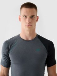 4F Koszulka do biegania szybkoschnąca męska - zielona 3XL. Zielone t-shirty 4F, m, bez wzorów, z dzianiny, bez kołnierzyka, bez ramiączek. W wyprzedaży za 59.99 zł.