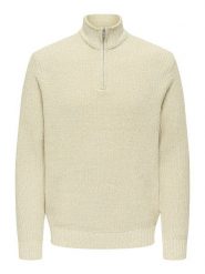 ONLY & SONS Sweter "Jion" w kolorze beżowym rozmiar: XXL. Brązowe swetry nierozpinane Only & Sons, xxl, bez wzorów, ze splotem, bez kołnierzyka, bez ramiączek. Za 113.63 zł.