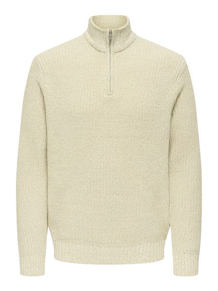 ONLY & SONS Sweter "Jion" w kolorze beżowym rozmiar: L. Brązowe swetry nierozpinane Only & Sons, l, bez wzorów, ze splotem, bez kołnierzyka, bez ramiączek. Za 126.45 zł.
