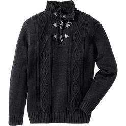 Sweter w warkocze Regular Fit bonprix czarny. Swetry nierozpinane marki bonprix. Za 109.99 zł.