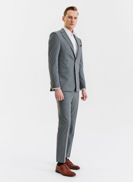 PAKO LORENTE – Szare gładkie spodnie garniturowe. Szare eleganckie spodnie Pako Lorente, bez wzorów, z elastanu. Za 149.99 zł.