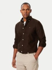 Tommy Hilfiger Koszula Solid Heritage MW0MW35774 Brązowy ciemny Regular Fit. Brązowe koszule Tommy Hilfiger, m, bez wzorów, z bawełny, bez kołnierzyka, bez ramiączek. Za 369.99 zł.