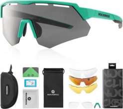 Okulary przeciwsłoneczne polaryzacyjne z 4 wymiennymi soczewkami. Niebieskie okulary przeciwsłoneczne ROCKBROS. Za 155.60 zł.
