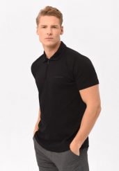 Koszulka polo na zamek O-HEKTOR. Czarne koszulki polo sportowe Volcano, l, bez wzorów, z bawełny, bez kołnierzyka, bez ramiączek. Za 119.99 zł.