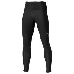 Legginsy Mizuno. Czarne legginsy długie sportowe Mizuno, s, bez wzorów, z materiału, do biegania. Za 304.50 zł.