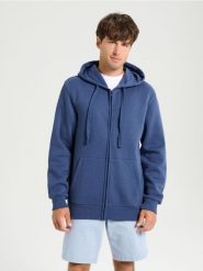 Bluza z kapturem - niebieski. Niebieskie bluzy z kapturem Sinsay, l, bez wzorów, z kapturem. Za 49.99 zł.