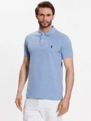 Polo Ralph Lauren Polo 710548797013 Niebieski Slim Fit. Niebieskie koszulki polo Polo Ralph Lauren, m, bez wzorów, z bawełny, bez kołnierzyka, bez ramiączek. Za 359.99 zł.